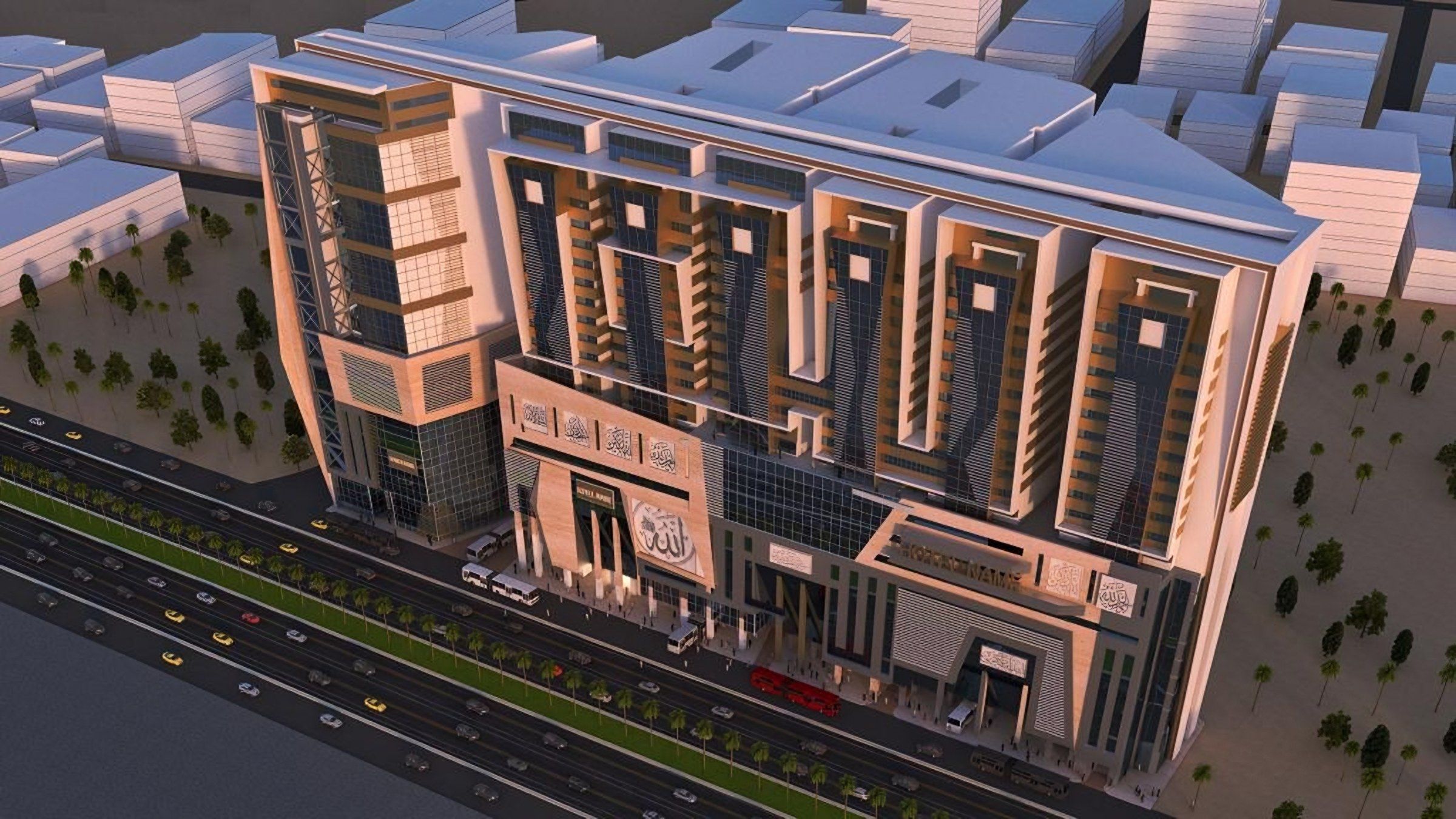 Rendering of the Al-Aziziyah Towers Complex in Makkah, with mountains behind (4)