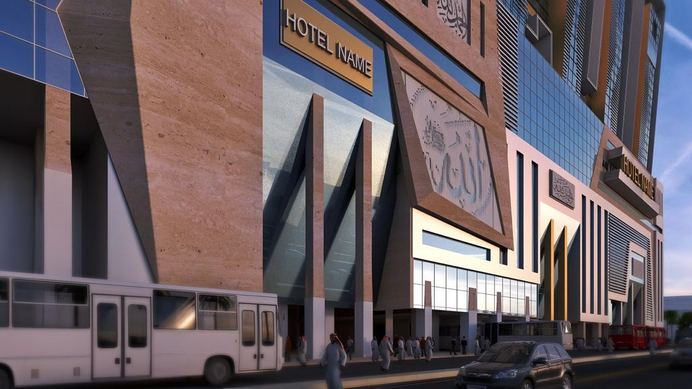 Rendering of the Al-Aziziyah Towers Complex in Makkah, with mountains behind (8)