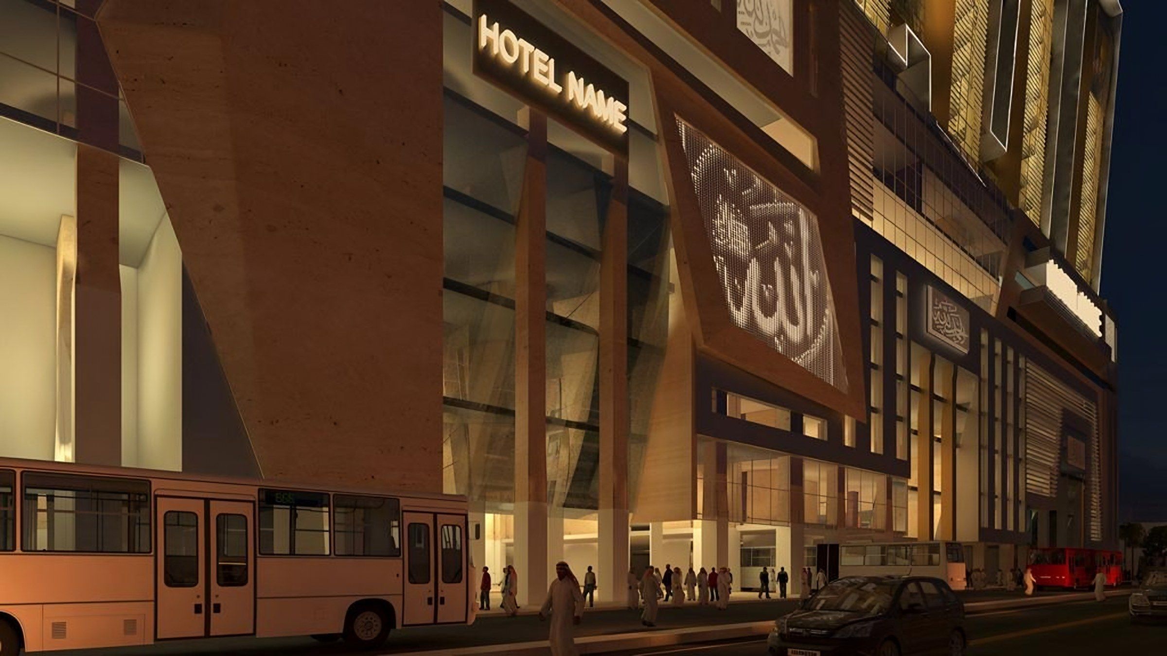 Rendering of the Al-Aziziyah Towers Complex in Makkah, with mountains behind (9)
