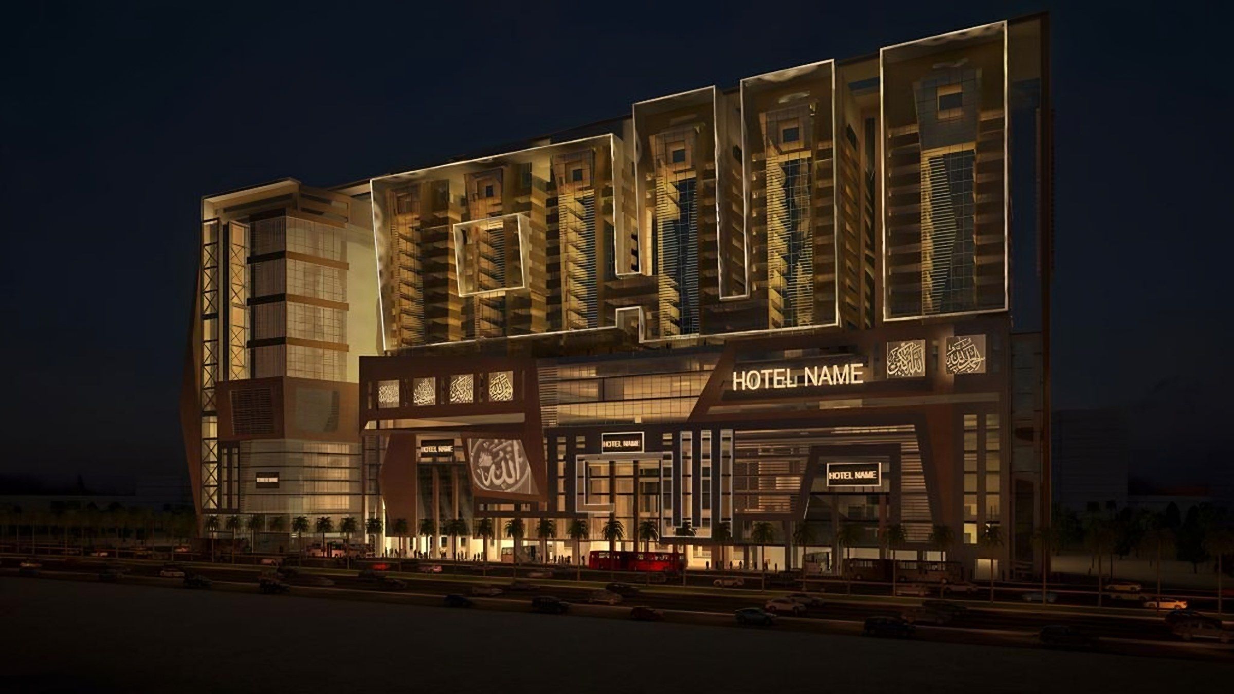 Rendering of the Al-Aziziyah Towers Complex in Makkah, with mountains behind (10)