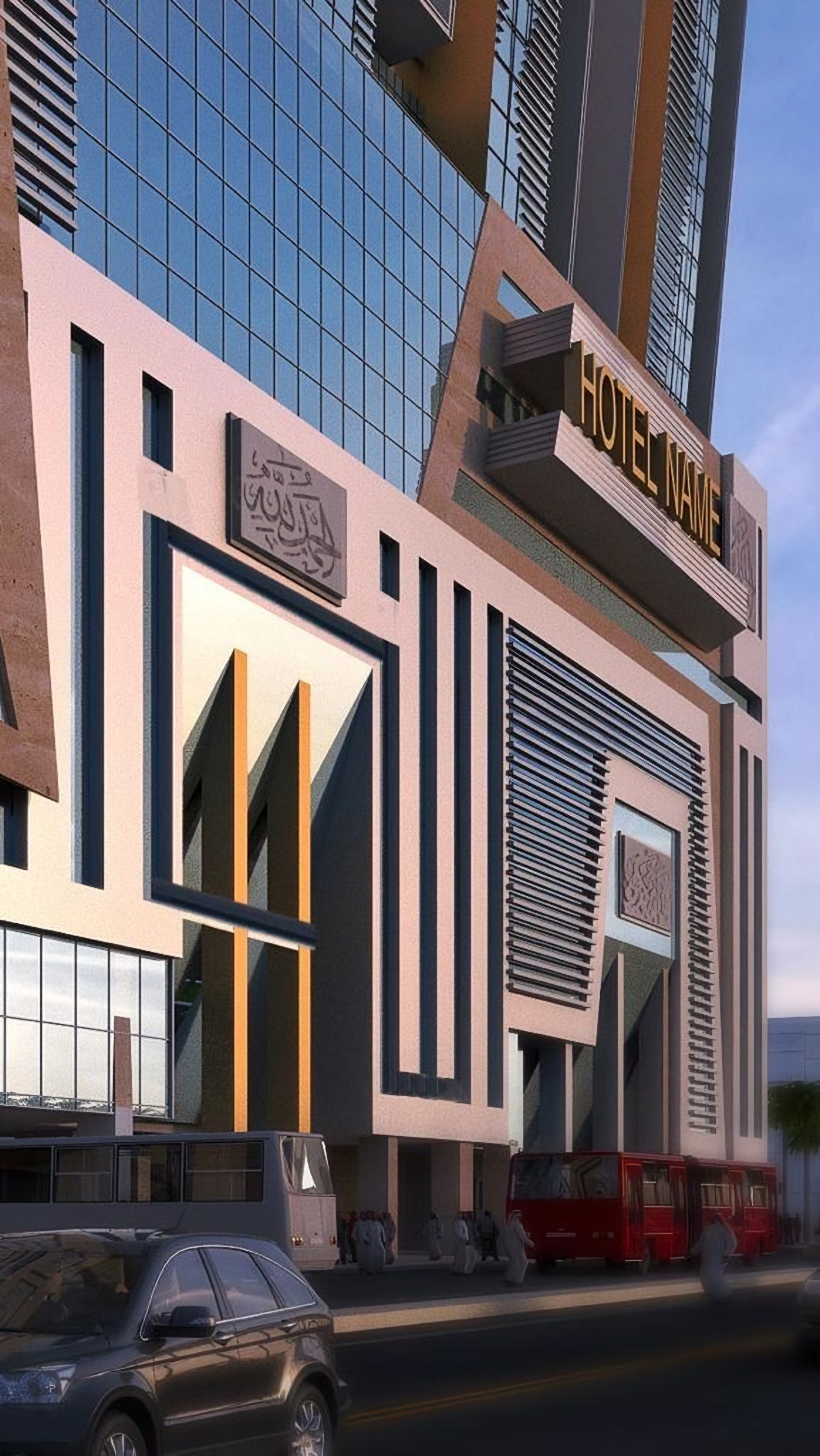 Rendering of the Al-Aziziyah Towers Complex in Makkah, with mountains behind (11)